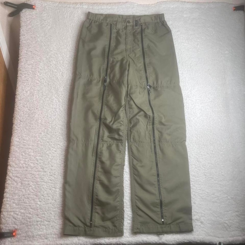Y2K Ram jeans wear men's green WW2 A-11 flight pants baggy wide leg zippers 32